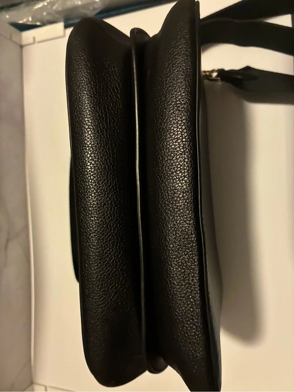 kate spade Black Leather Clutch with Gold Logo